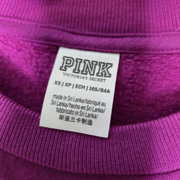 Pink Fleece cropped short sleeve crewneck sweatshirt Size XS - Picture 6 of 8